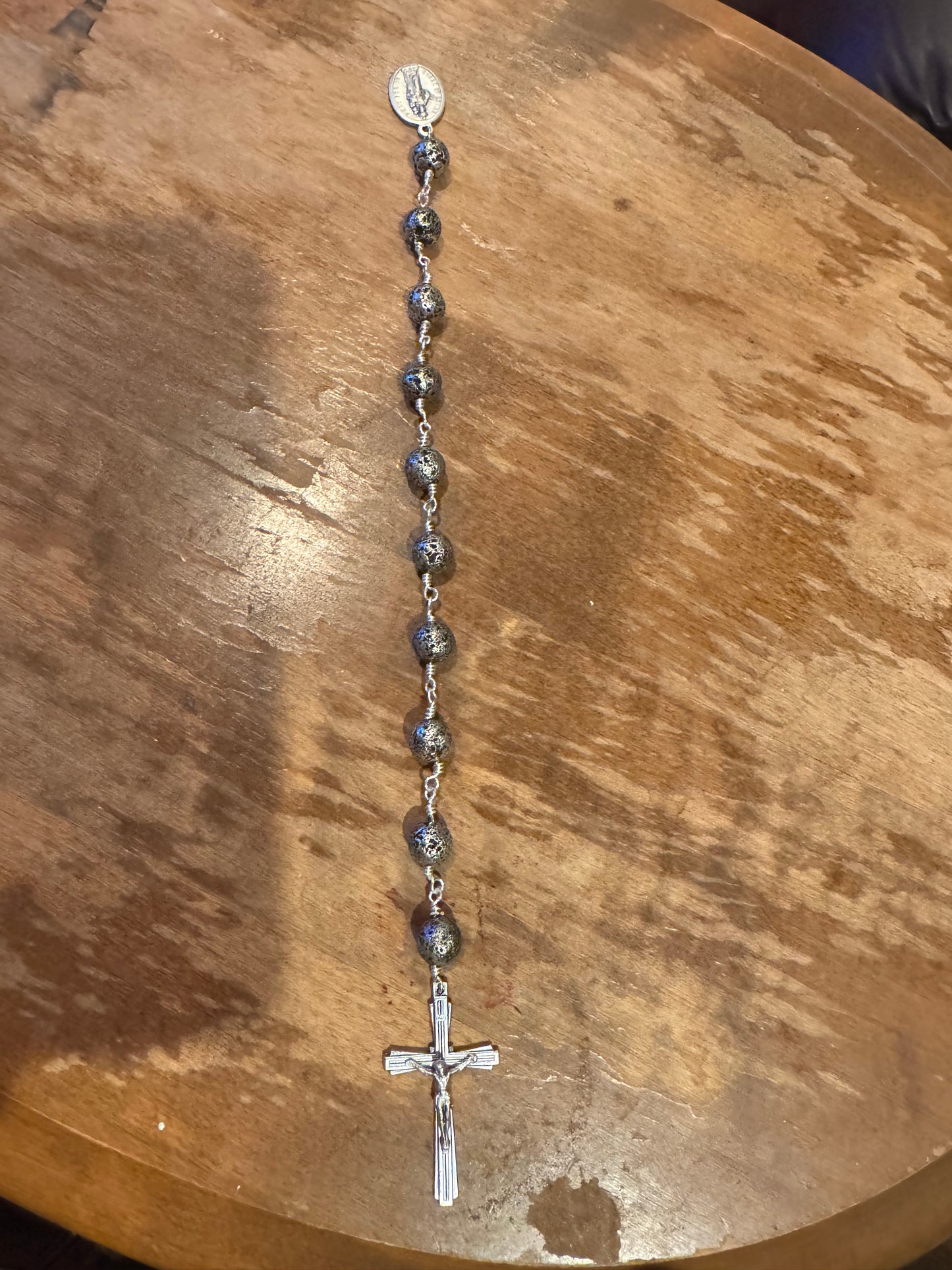 Our Lady Queen of Peace Lava Bead Pocket Rosary