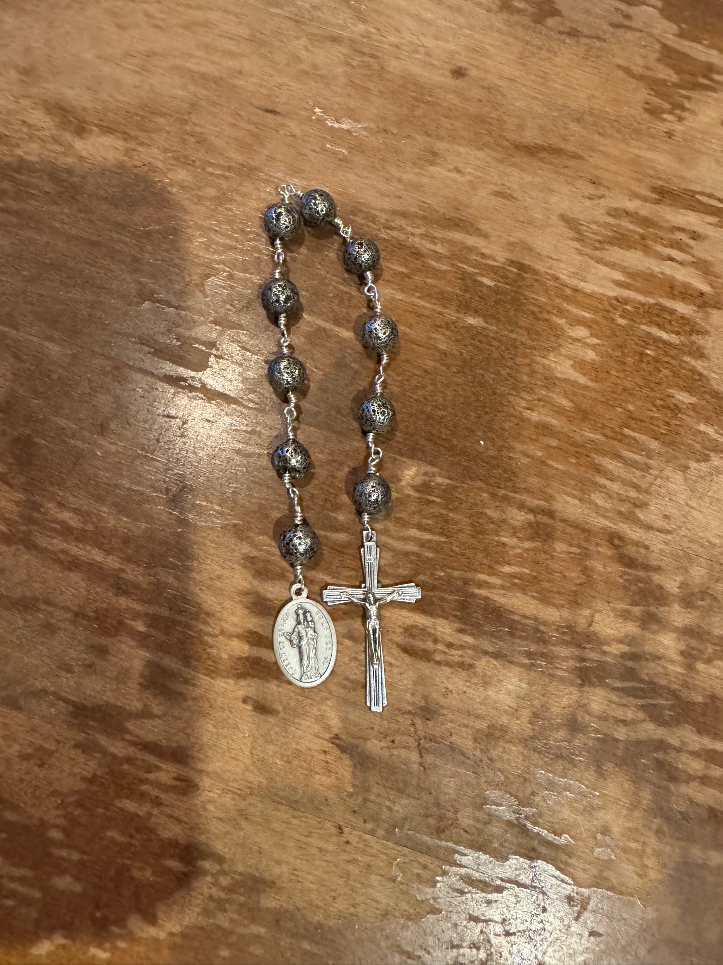 Our Lady Queen of Peace Lava Bead Pocket Rosary