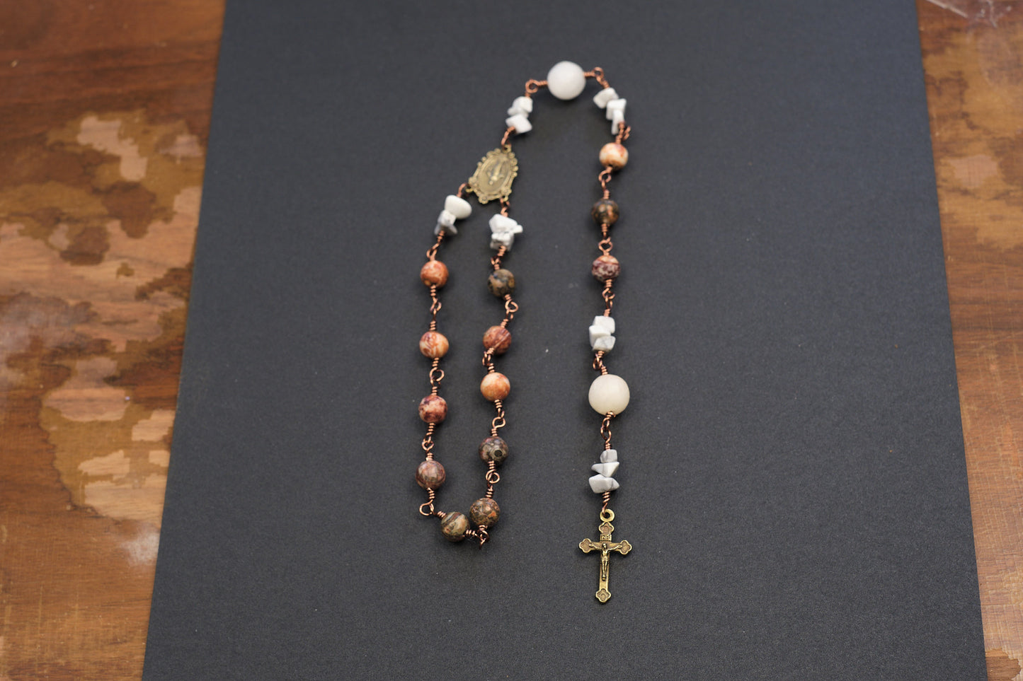 brown agate single decade rosary