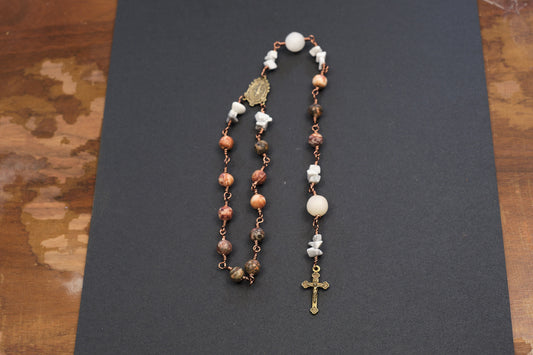 brown agate single decade rosary