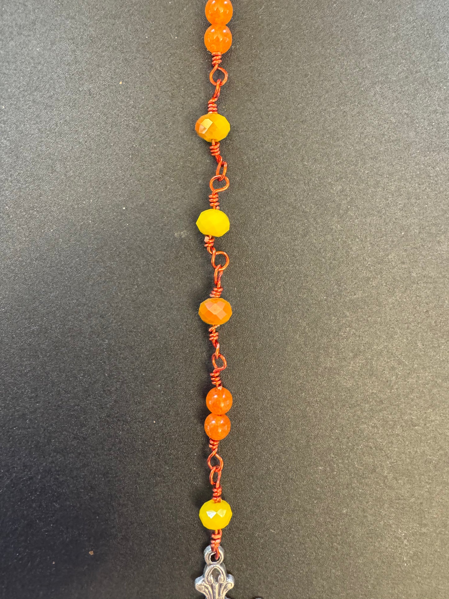 Yellow Glass Bead Our Lady of Guadalupe Rosary