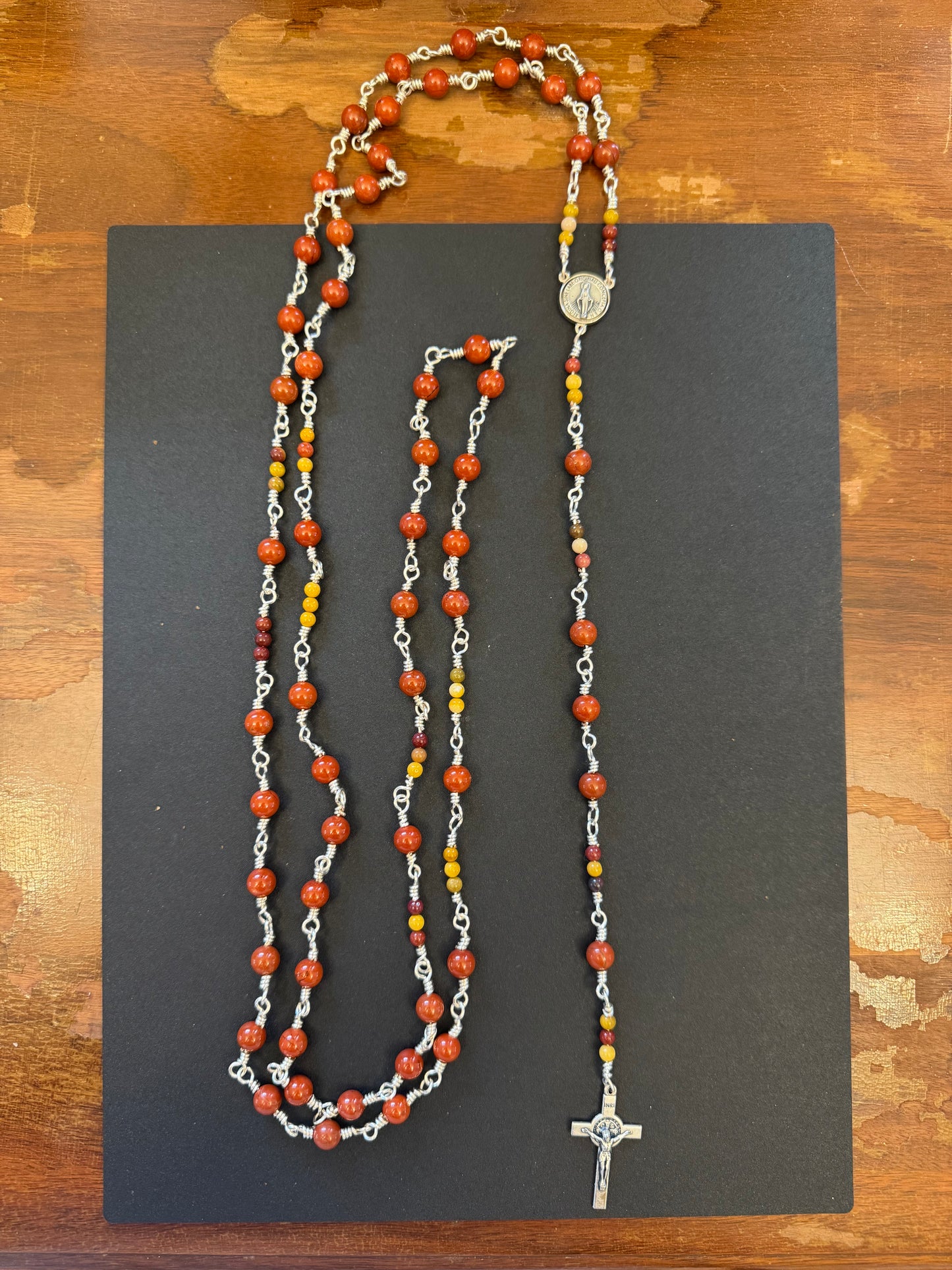 Red Jasper and Mookaite Rosary