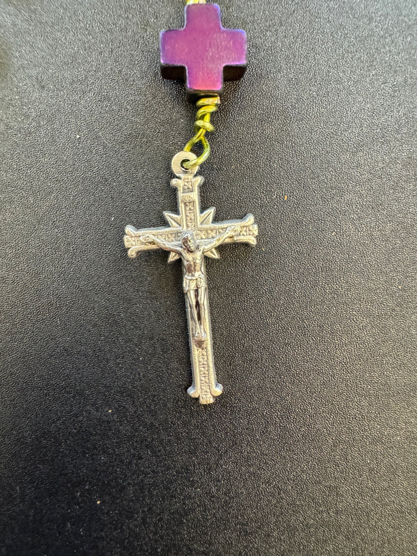 Saint John of Capistrano Purple and Green Hematite Unbreakable Rosary
