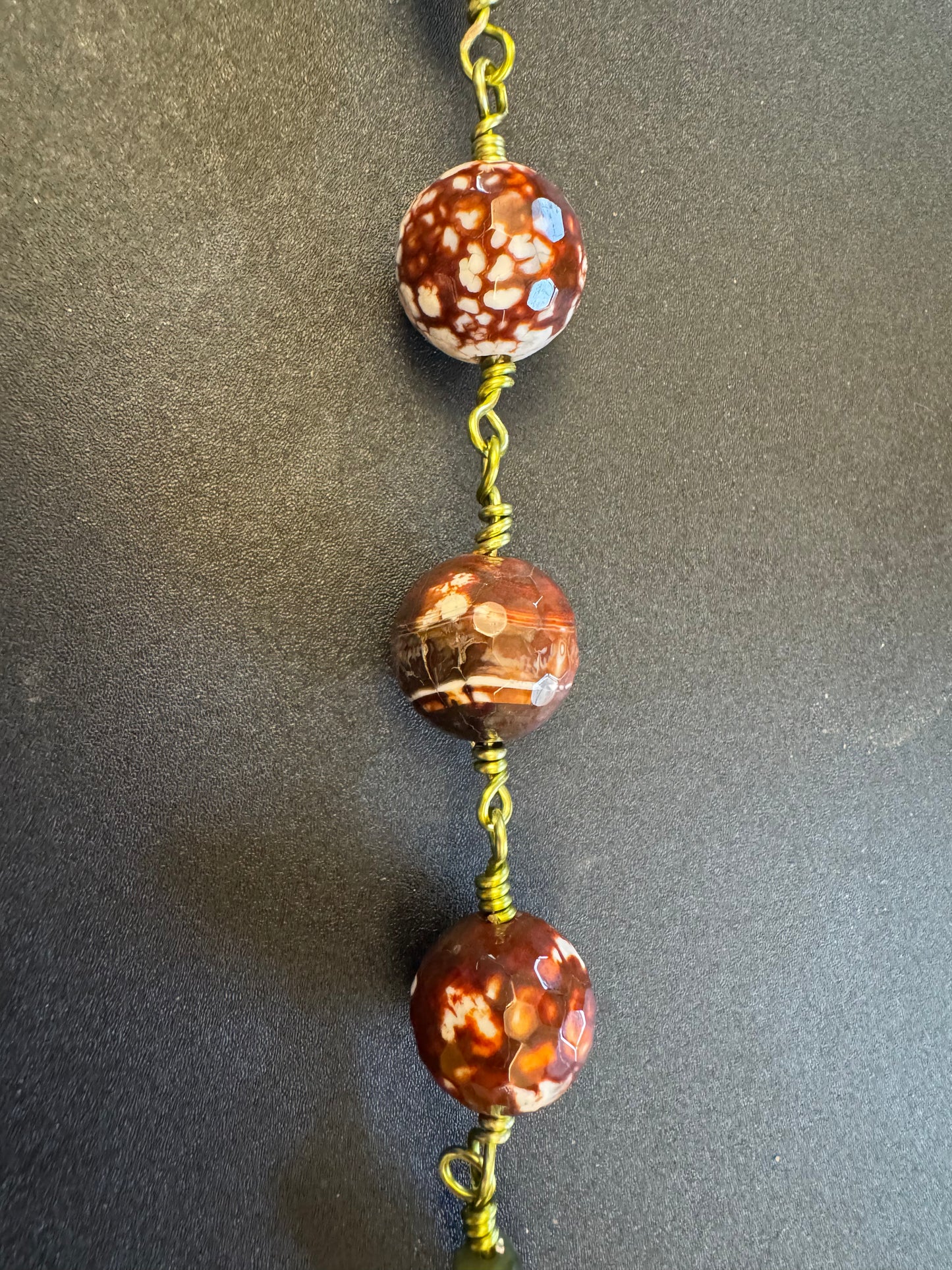 Giant Brown Agate St. Christopher Single Decade Rosary