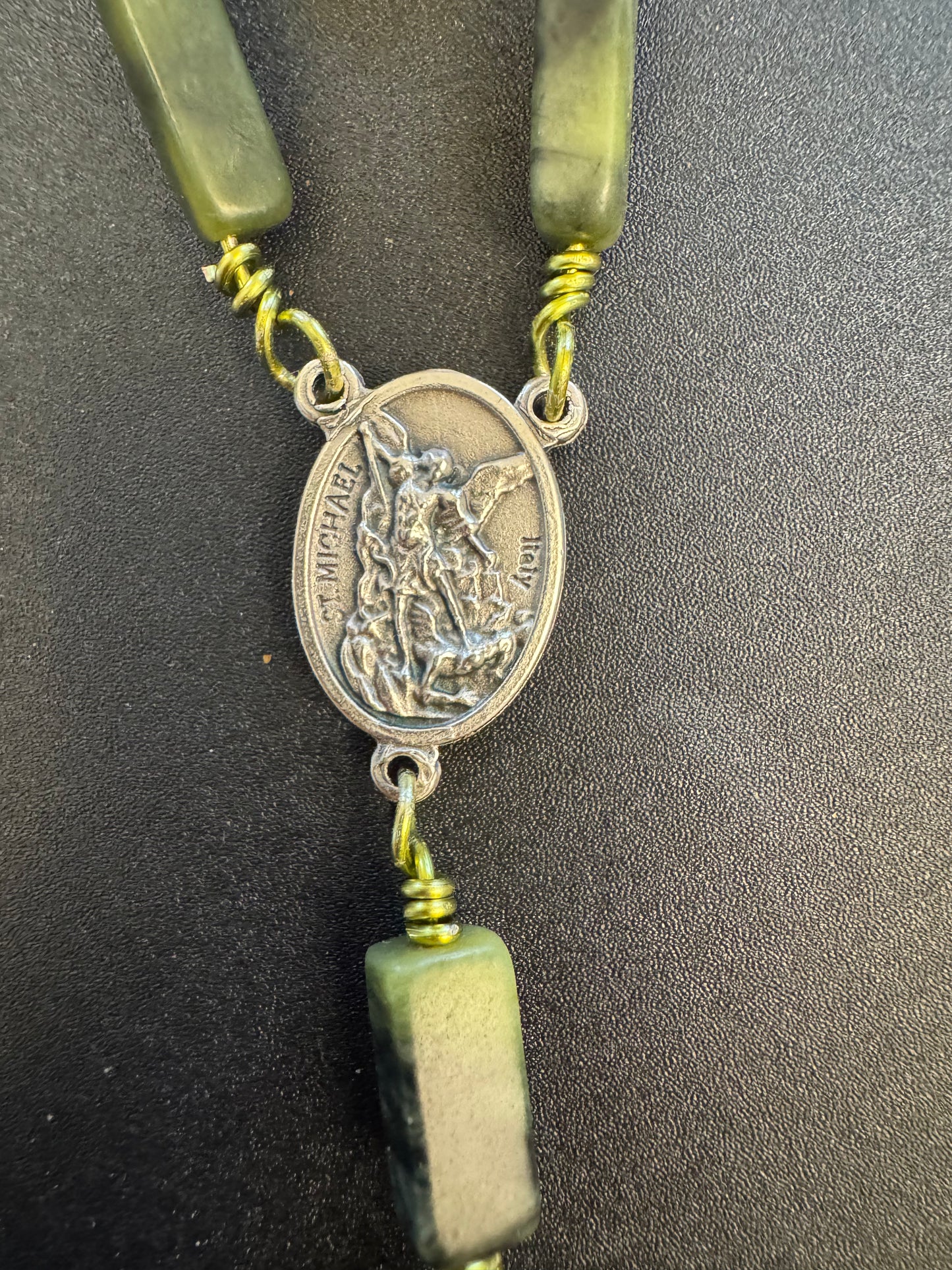 Giant Brown Agate St. Michael Single Decade Rosary