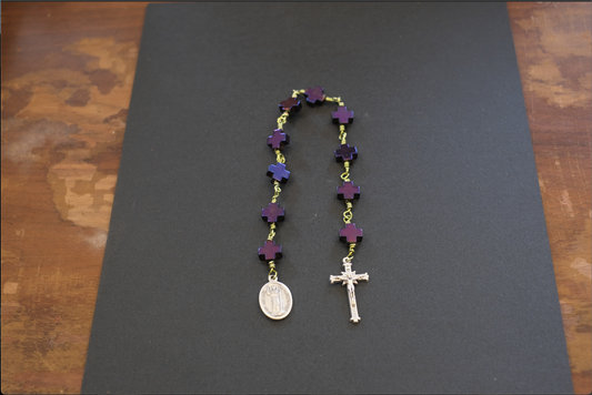 Saint John of Capistrano Purple and Green Hematite Unbreakable Rosary