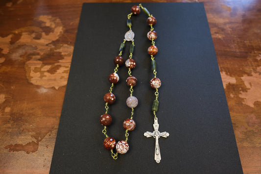 Giant Brown Agate St. Michael Single Decade Rosary