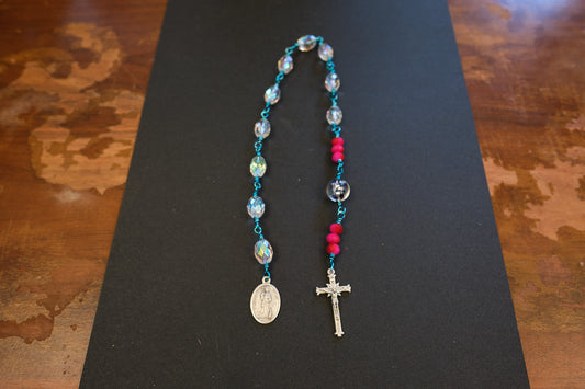 St. Martha Mary Czech Glass Bead Pocket Rosary