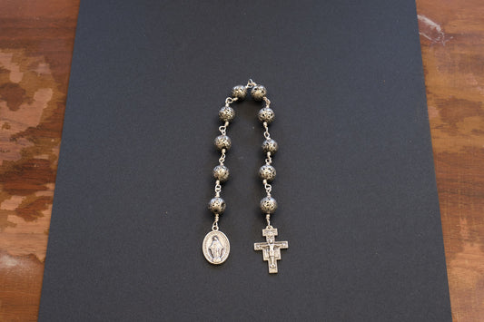 San Damiano Lava Bead Pocket Rosary