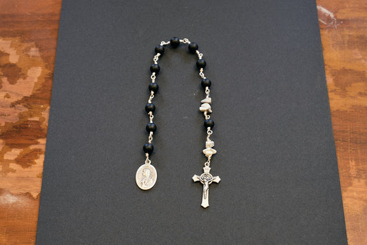 St. Bridget pocket rosary With black matte beads